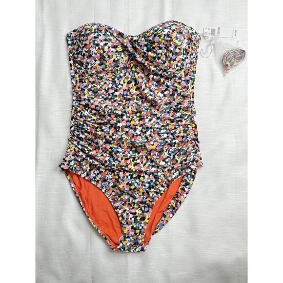Anne Cole Confetti Me Bandeau One Piece Swimsuit Sz 12 New - Picture 4 of 11